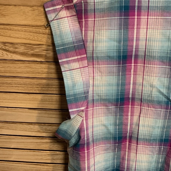 Lee Riders Short/Cap Sleeve Button up Blouse Western Style Plaid Size 4X - Picture 3 of 9